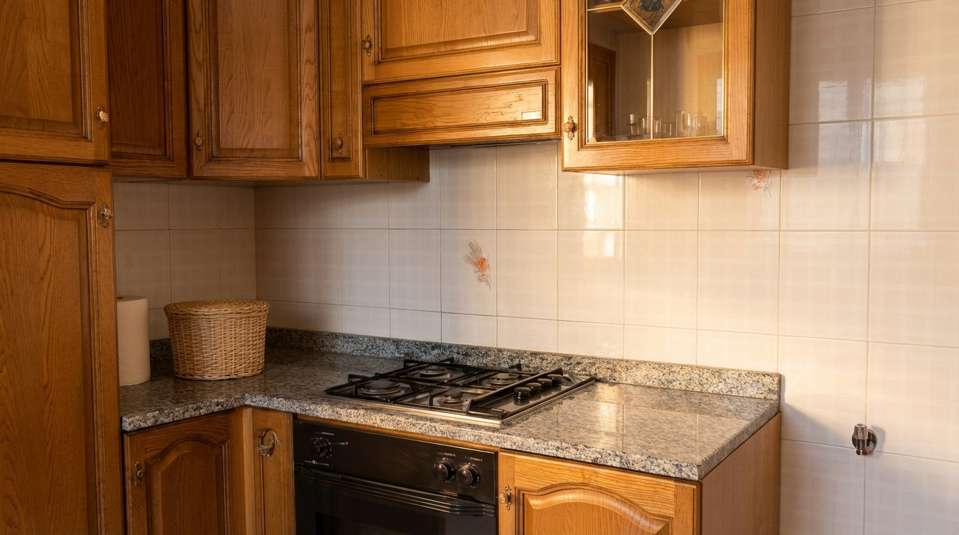 Cucina in legno massello con piano cottura — La Dimora del Partenio
